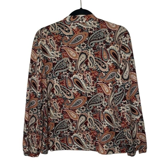 Vintage 70s Queens Casuals Earthtone Paisley Abstract Secretary Disco Pussybow - Picture 6 of 6